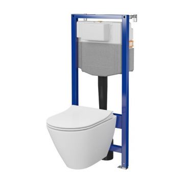 Set vas wc suspendat cu rezervor incastrat Cersanit C14 Aqua 50 + capac duroplast cu soft close S701-794