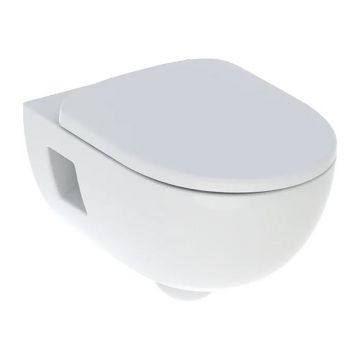 Set vas wc suspendat, Geberit, Selnova, rimless, cu capac soft close și quick release, alb