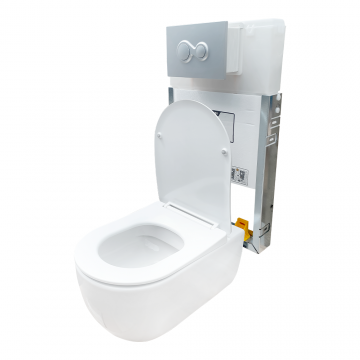 Set vas wc suspendat rimless cu rezervor incastrat Supreme 49 cm + capac duroplast si buton actionare