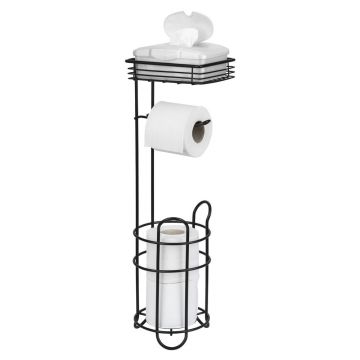 Suport pentru hârtie igienică negru din oțel – Wenko