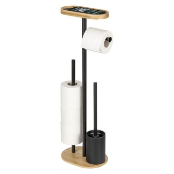 Suport pentru hârtie igienică negru/în culoare naturală din oțel Pomarolo – Wenko