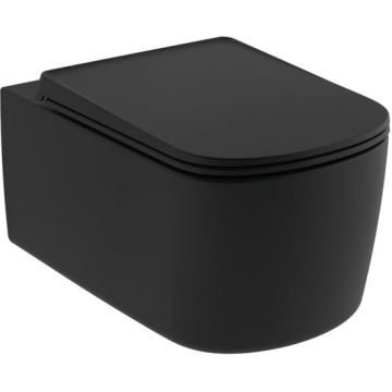Vas wc suspendat, Rimless, Spiralflush, negru mat, Kludi Resa S