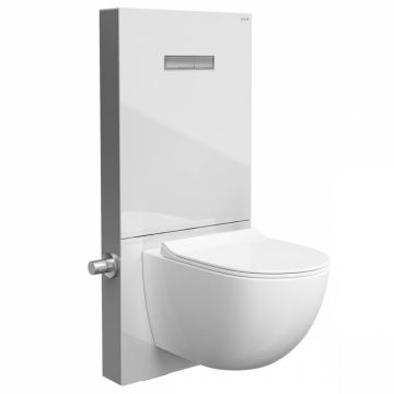 Cadru WC cu rezervor din sticla alb 3 6 cu robinet de inchidere pentru montaj WC suspendat   770-5770-01