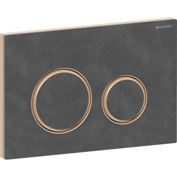 Clapeta actionare dubla rezervor wc, ardezie mustang cu inel de design aur rosu, Geberit Sigma50