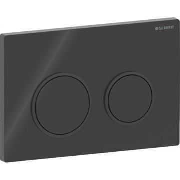 Clapeta actionare dubla rezervor wc, negru   lucios  cu inel de design negru mat, Geberit Omega20