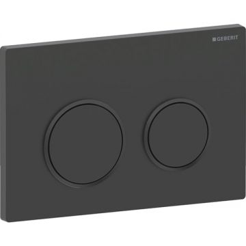 Clapeta actionare dubla rezervor wc, negru   mat  cu inel de design negru lucios, Geberit Omega20