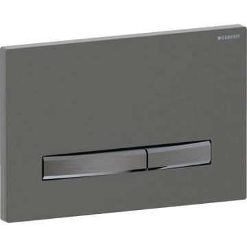Clapeta actionare dubla rezervor wc, placa de fixare   placa de acoperire   tasta crom negru, Geberit Sigma50