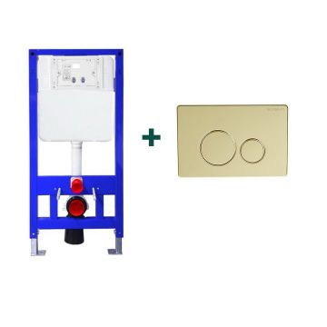 Set cadru WC incastrat cu clapeta, auriu lucios, Elysium