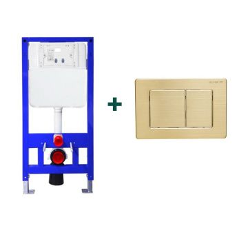 Set cadru WC incastrat cu clapeta, auriu periat, Elysium