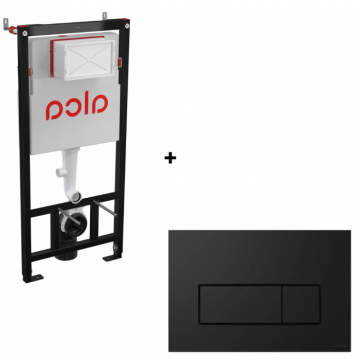 Set rezervor incastrat Alcaplast, cu clapeta de actioanre negru mat Cersanit Opti B1