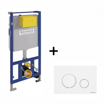 Set rezervor incastrat cu clapeta de actionare alba, Schwab