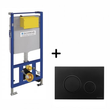 Set rezervor incastrat Schwab cu clapeta de actionare negru mat, Schwab Vela