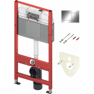 Set rezervor incastrat TECEbase, clapeta TECEnow crom lucios si sistem de fixare inclus
