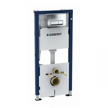 Set rezervor wc incastrat Geberit, Duofix, cu set de fixare si clapeta Delta 51 crom, pentru vas WC suspendat