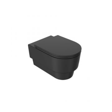 Set vas wc Sanycces Franc suspendat cu capac cu inchidere lenta, negru mat - Culoare Negru