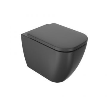 Set vas wc Sanycces Quarc stativ cu capac cu inchidere lenta, negru mat - Culoare Negru