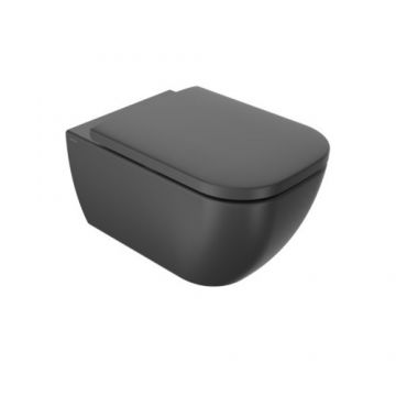 Set vas wc Sanycces Quarc suspendat cu capac cu inchidere lenta, negru mat - Culoare Negru