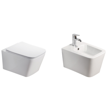 Set vas wc si bideu suspendat Fluminia Paris Alb