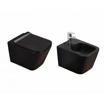 Set vas WC si bideu suspendat, Fluminia, Paris, Negru