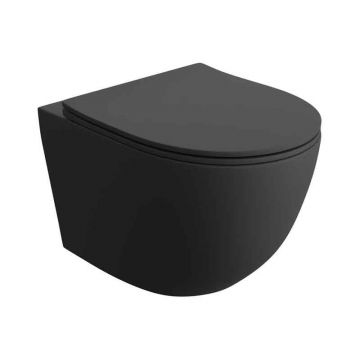 Set vas WC, Spectrum, Sierra 2.0, Tornado Flush, cu capac soft close, quick release, negru mat