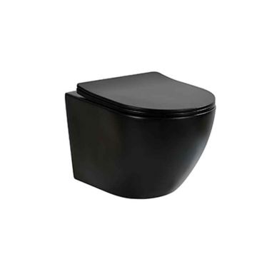 Set vas WC suspendat cu capac Fluminia, Ricci, Tornado Flush, 36 x 49, negru mat