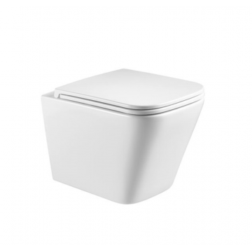 Set vas wc suspendat din portelan Karag LT 052E-R si capac Soft Close alb lucios