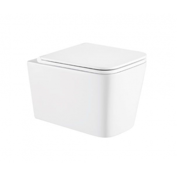 Set vas wc suspendat din portelan Karag LT 057E-R si capac Soft Close alb lucios