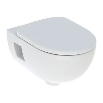 Set vas wc suspendat, Geberit, Selnova, rimless, cu capac soft close si quick release, alb