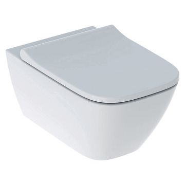 Set vas WC suspendat Geberit, Smyle Square, cu capac quick release, alb