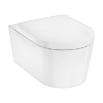 Set vas wc suspendat Hansgrohe EluPura S AquaFall Flush si capac softclose alb - Culoare Alb pal