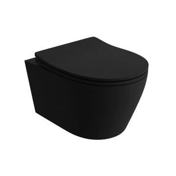 Set vas WC suspendat Praia Negru Mat cu capac soft close