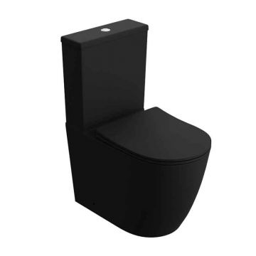 Set WC monobloc Spectrum, Novelda, Rimless Protect, cu capac si rezervor, 38x60.5 cm, negru mat