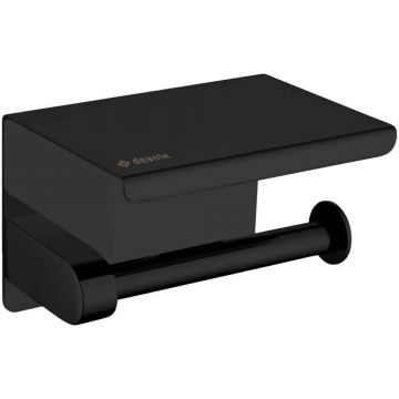 Suport hartie igienica cu raft Deante Round Negru Mat