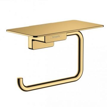 Suport hartie igienica cu raft Hansgrohe AddStoris Auriu Lucios