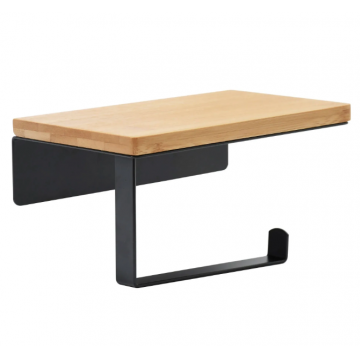 Suport hartie igienica din bambus Rea Negru Mat