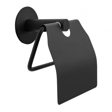Suport pentru hartie igienica cu protectie Rea Negru Mat