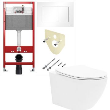 Pachet vas wc Rune Ivaldi, capac slim softclose si rezervor TECEbase si clapeta TECEnow alb