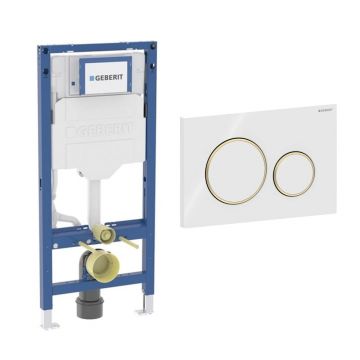 Rezervor incastrat Geberit Duofix Sigma cu set fixare si clapeta Sigma20 alb-auriu
