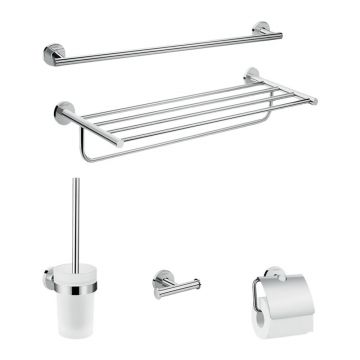Set accesorii 5 in 1 Hansgrohe Logis cu finisaj crom lucios