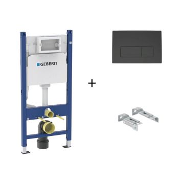 Set rezervor wc incastrat cu set fixare si clapeta negru mat Geberit Duofix Delta