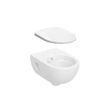 Set vas wc suspendat rimfree cu functie de bideu si capac Geberit Selnova