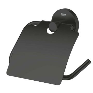 Suport hartie igienica negru mat cu aparatoare Grohe Essentials