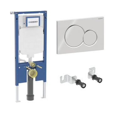 Rezervor WC cu cadru incastrat Geberit Duofix Sigma set fixare si calpeta de actionare Sigma01 crom lucios