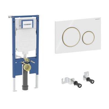 Rezervor WC cu cadru incastrat Geberit Duofix Sigma set fixare si calpeta de actionare Sigma20 alb-auriu