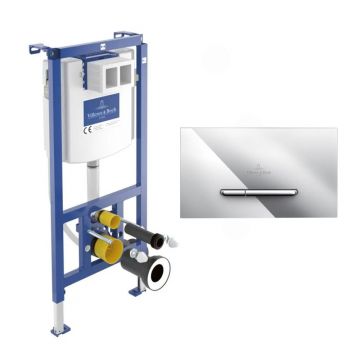 Rezervor WC cu cadru incastrat Villeroy&Boch ViConnect cu cadru 112 cm si clapeta ViConnect 300S crom