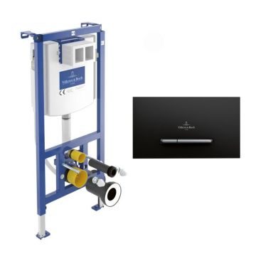 Rezervor WC cu cadru incastrat Villeroy&Boch ViConnect cu cadru 112 cm si clapeta ViConnect 300S negru