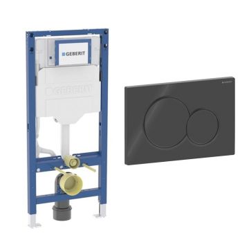 Set rezervor incastrat Geberit Duofix Sigma cu set fixare si clapeta Sigma01 negru lucios
