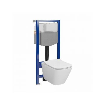 Set rezervor wc incastrat, vas wc suspendat si capac wc slim Cersanit City C16 Aqua 50