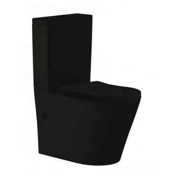Set vas WC pe pardoseala Inter Ceramic Tornado Rimless negru cu rezervor si capac softclose