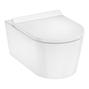 Set vas WC suspendat Hansgrohe EluPura S AquaHelix HygieneEffect si capac softclose alb